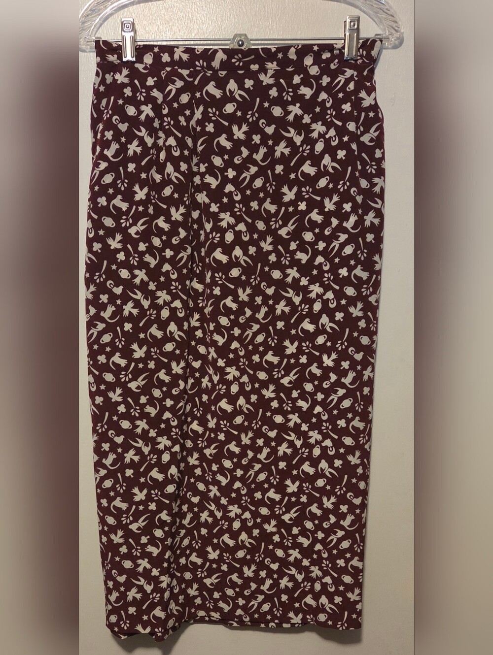 Counterparts Burgundy and Cream Floral Maxi Skirt